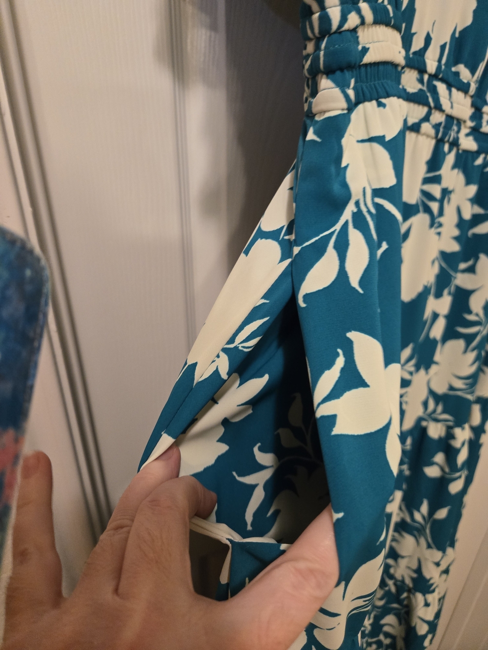 torrid Teal Floral Maxi Dress with Cream Blooms - Picture 5 of 15